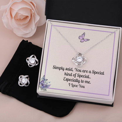 For HER: Love Knot Earring & Necklace Set - Option 2